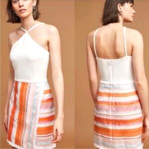 Anthropologie Kalyn Halter X Top Striped Fringe Dress
